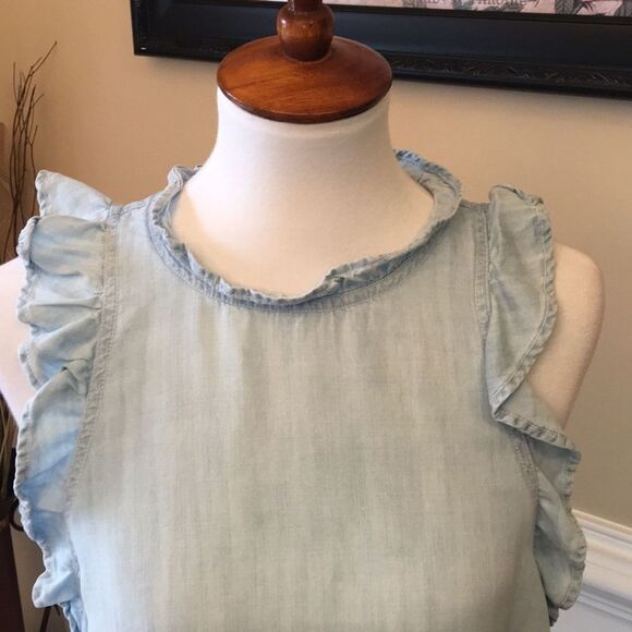 ANTHROPOLOGIE Cloth & Stone Crop Ruffle Tank Sz L - Picture 5 of 8